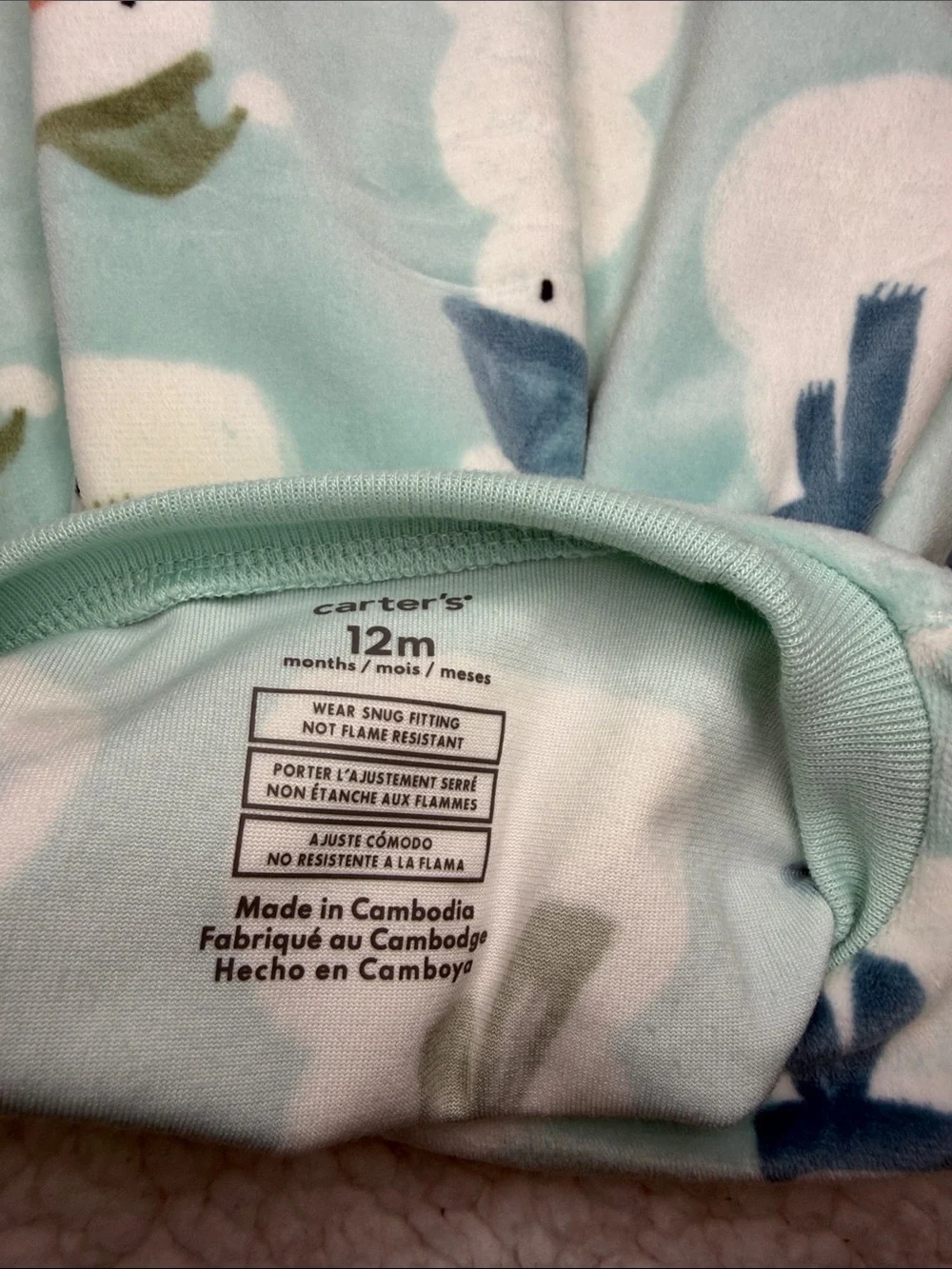 Kids Snowman Pajama Set - Light Blue 12Month